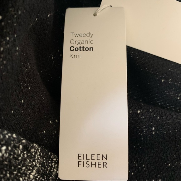 Eileen Fisher NWT Black Notch Collar Long Tweedy Organic Cotton Knit Jacket - Picture 8 of 11